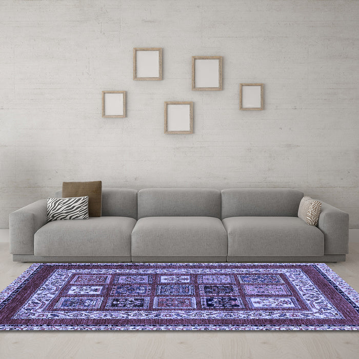 Machine Washable Abstract Blue Modern Rug in a Living Room, wshabs4182blu