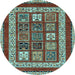 Round Abstract Light Blue Modern Rug, abs4182lblu