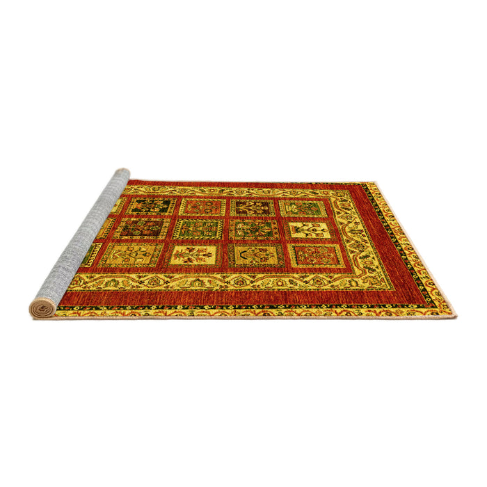 Sideview of Machine Washable Abstract Yellow Modern Rug, wshabs4182yw