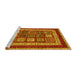 Sideview of Machine Washable Abstract Yellow Modern Rug, wshabs4182yw