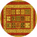 Round Abstract Yellow Modern Rug, abs4182yw