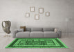 Machine Washable Abstract Emerald Green Modern Area Rugs in a Living Room,, wshabs4182emgrn