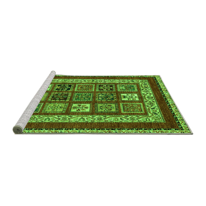 Sideview of Machine Washable Abstract Green Modern Area Rugs, wshabs4182grn