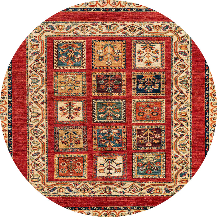 Round Machine Washable Abstract Red Rug, wshabs4182