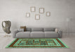 Machine Washable Abstract Turquoise Modern Area Rugs in a Living Room,, wshabs4182turq