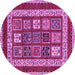 Round Machine Washable Abstract Purple Modern Area Rugs, wshabs4182pur