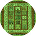 Round Machine Washable Abstract Green Modern Area Rugs, wshabs4182grn