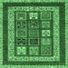 Square Machine Washable Abstract Emerald Green Modern Area Rugs, wshabs4182emgrn