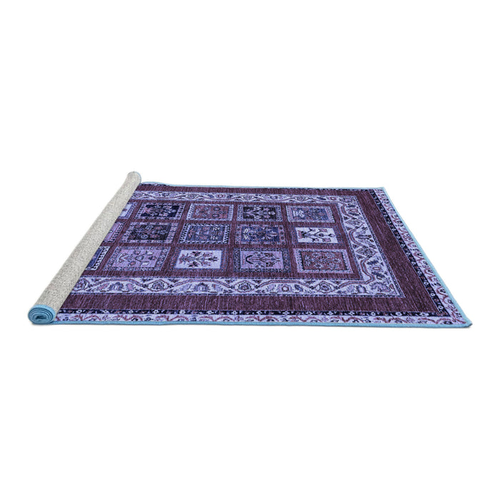 Sideview of Machine Washable Abstract Blue Modern Rug, wshabs4182blu