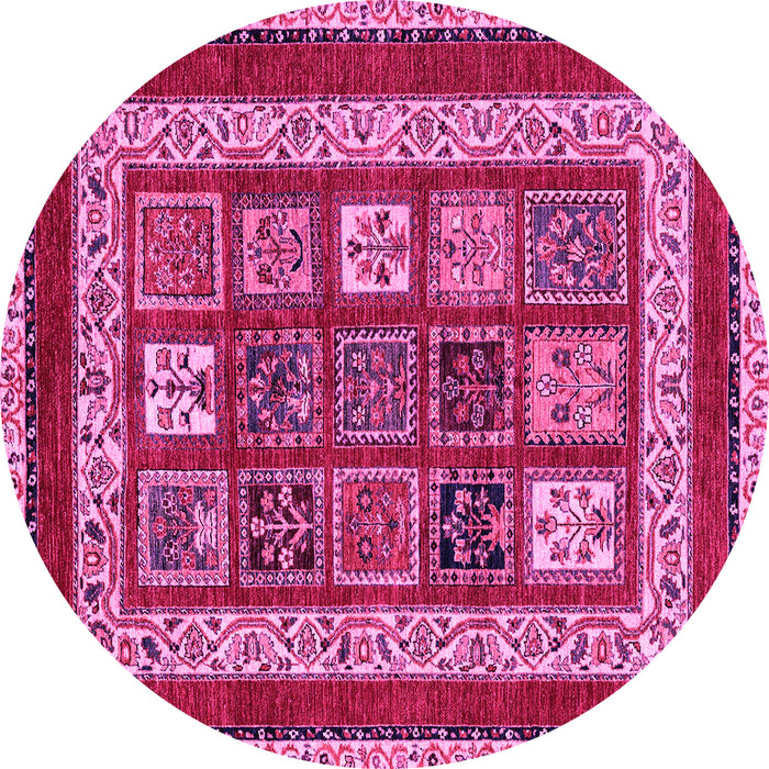 Round Abstract Pink Modern Rug, abs4182pnk