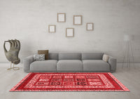 Machine Washable Abstract Red Modern Rug, wshabs4182red