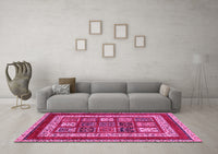 Machine Washable Abstract Pink Modern Rug, wshabs4182pnk