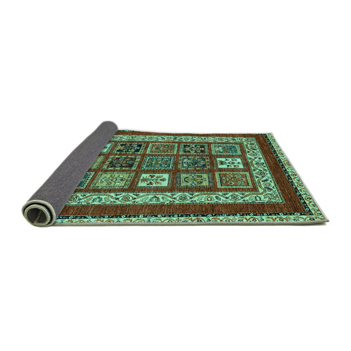 Sideview of Abstract Turquoise Modern Rug, abs4182turq