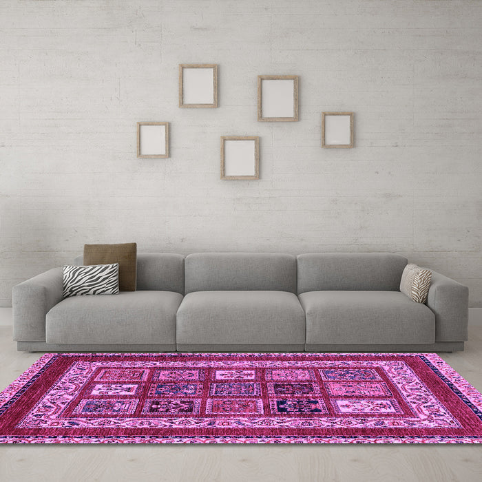 Machine Washable Abstract Purple Modern Area Rugs in a Living Room, wshabs4182pur
