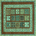 Square Abstract Turquoise Modern Rug, abs4182turq