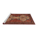 Sideview of Machine Washable Abstract Saffron Red Rug, wshabs4183