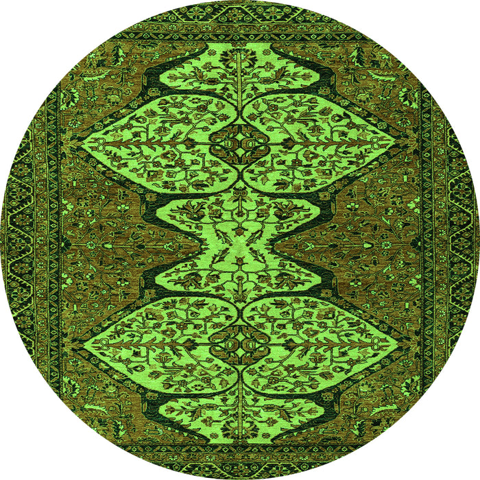 Round Abstract Green Modern Rug, abs4183grn