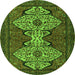 Round Abstract Green Modern Rug, abs4183grn