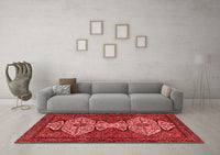 Machine Washable Abstract Red Modern Rug, wshabs4183red