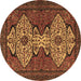 Round Machine Washable Abstract Brown Modern Rug, wshabs4183brn