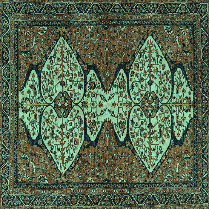 Square Abstract Turquoise Modern Rug, abs4183turq