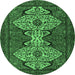 Round Abstract Emerald Green Modern Rug, abs4183emgrn