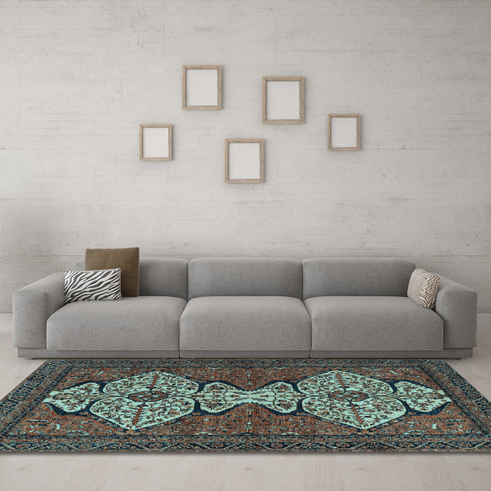 Machine Washable Abstract Light Blue Modern Rug in a Living Room, wshabs4183lblu