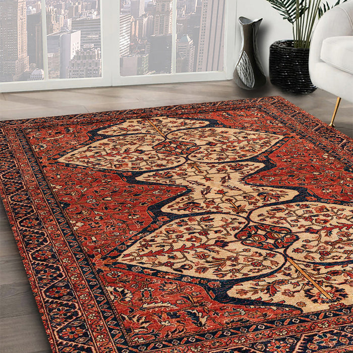 Machine Washable Abstract Saffron Red Rug in a Family Room, wshabs4183