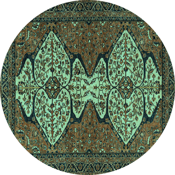 Round Abstract Turquoise Modern Rug, abs4183turq