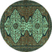 Round Abstract Turquoise Modern Rug, abs4183turq