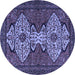 Round Abstract Blue Modern Rug, abs4183blu