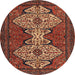 Round Abstract Saffron Red Modern Rug, abs4183