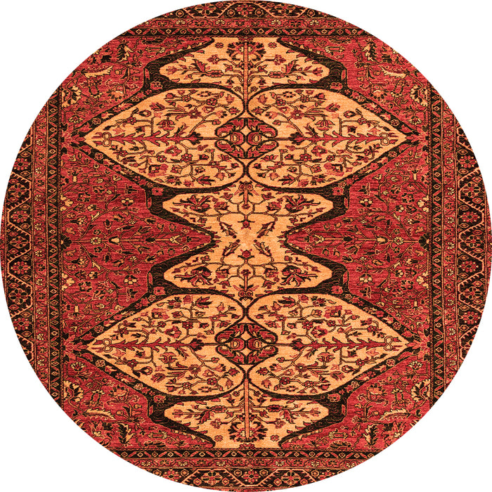 Round Abstract Orange Modern Rug, abs4183org