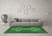 Machine Washable Abstract Emerald Green Modern Area Rugs in a Living Room,, wshabs4183emgrn