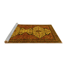 Sideview of Machine Washable Abstract Yellow Modern Rug, wshabs4183yw