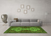 Machine Washable Abstract Green Modern Area Rugs in a Living Room,, wshabs4183grn