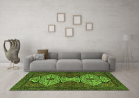 Machine Washable Abstract Green Modern Rug, wshabs4183grn