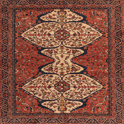 Square Machine Washable Abstract Saffron Red Rug, wshabs4183