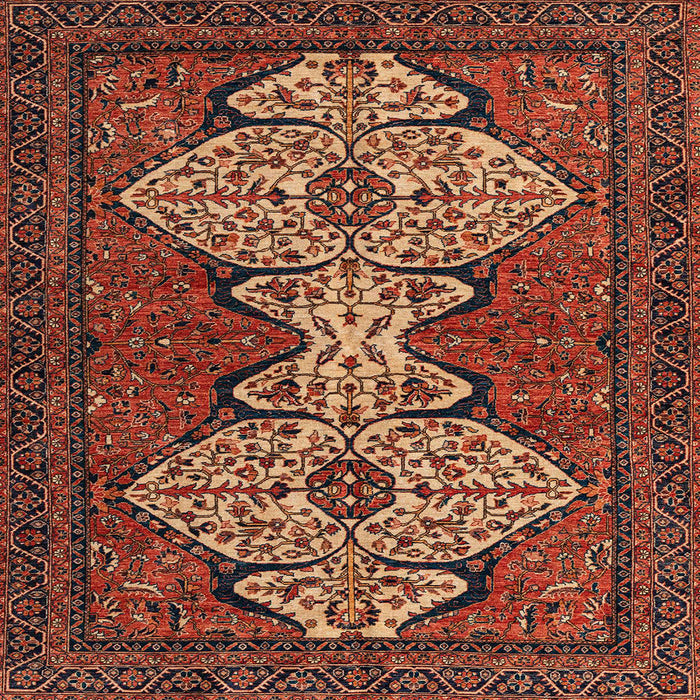 Square Machine Washable Abstract Saffron Red Rug, wshabs4183