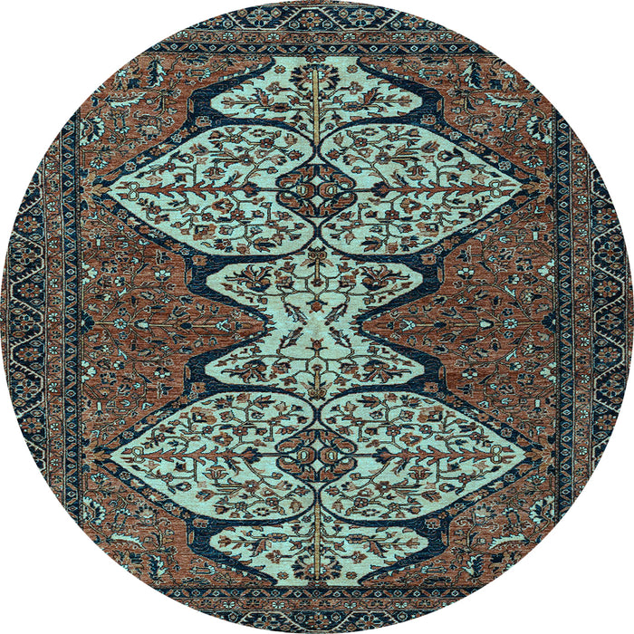 Round Abstract Light Blue Modern Rug, abs4183lblu
