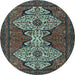 Round Abstract Light Blue Modern Rug, abs4183lblu