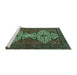 Sideview of Machine Washable Abstract Turquoise Modern Area Rugs, wshabs4183turq