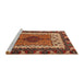 Sideview of Machine Washable Abstract Saffron Red Rug, wshabs4184