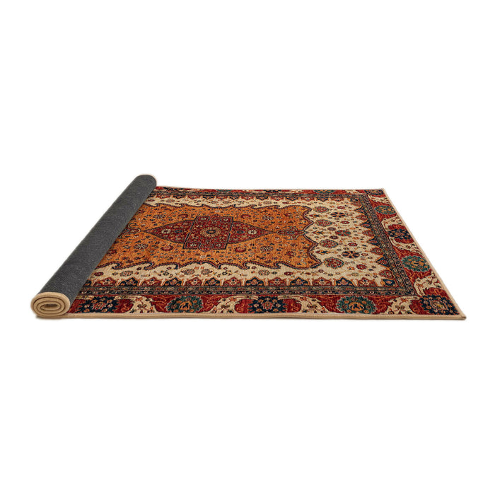 Sideview of Abstract Saffron Red Modern Rug, abs4184
