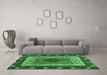 Machine Washable Abstract Emerald Green Modern Area Rugs in a Living Room,, wshabs4184emgrn