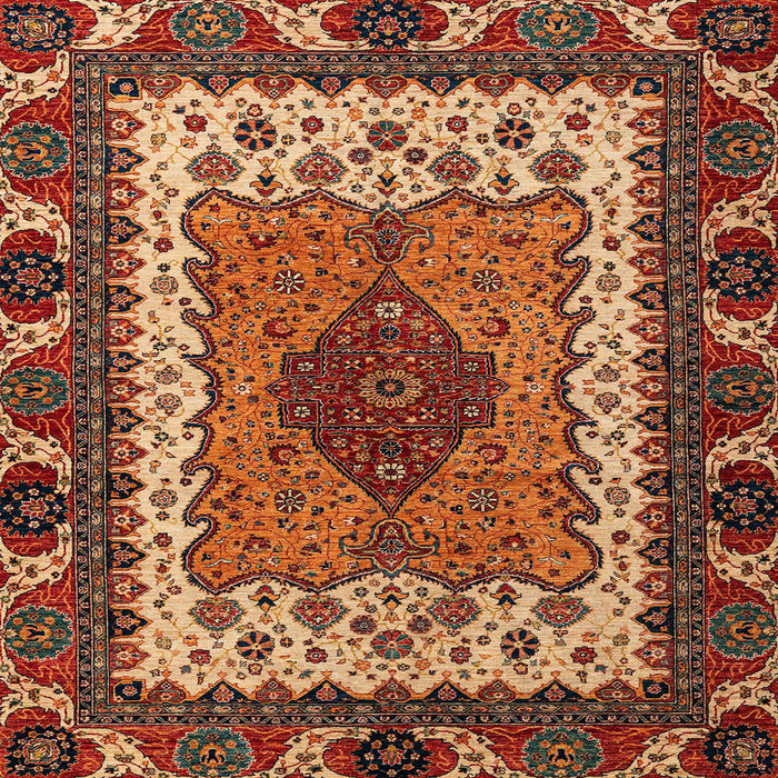 Square Machine Washable Abstract Saffron Red Rug, wshabs4184