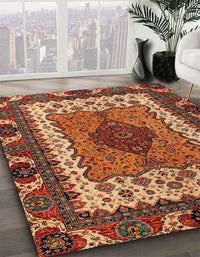 Abstract Saffron Red Modern Rug, abs4184