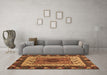 Machine Washable Abstract Brown Modern Rug in a Living Room,, wshabs4184brn