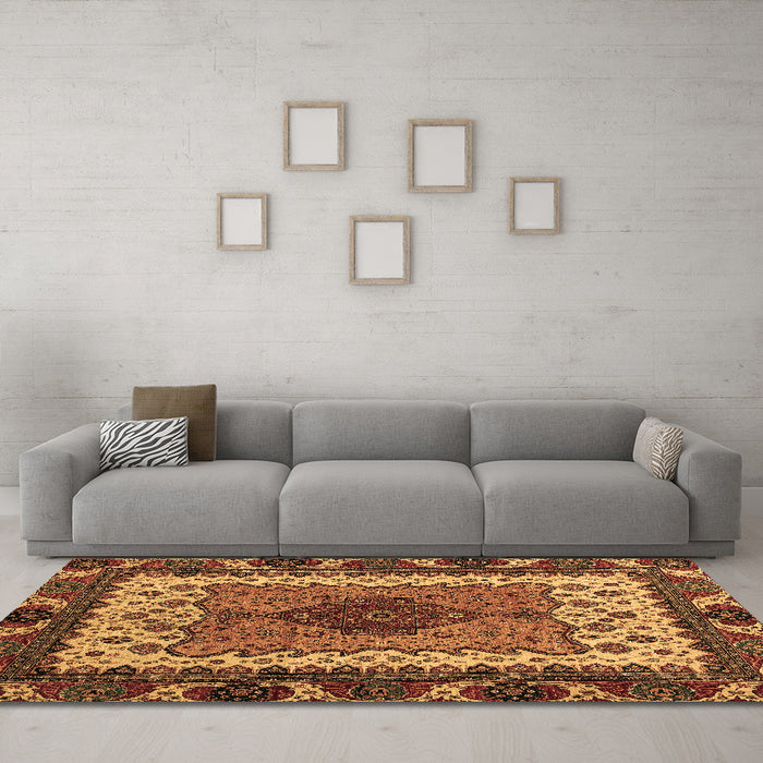 Machine Washable Abstract Brown Modern Rug in a Living Room,, wshabs4184brn
