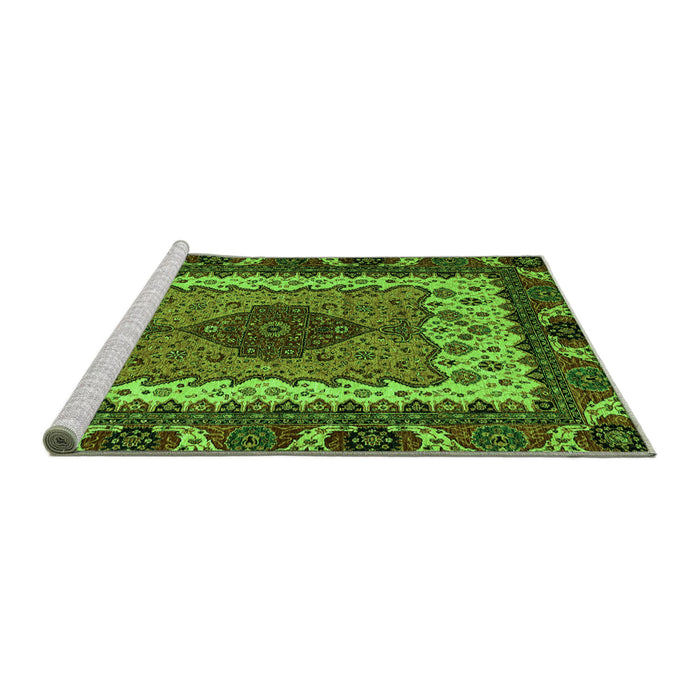 Sideview of Machine Washable Abstract Green Modern Area Rugs, wshabs4184grn